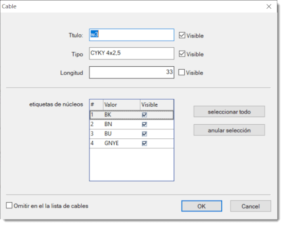 ajustes de cable