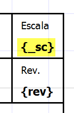 escala en el bloque de título