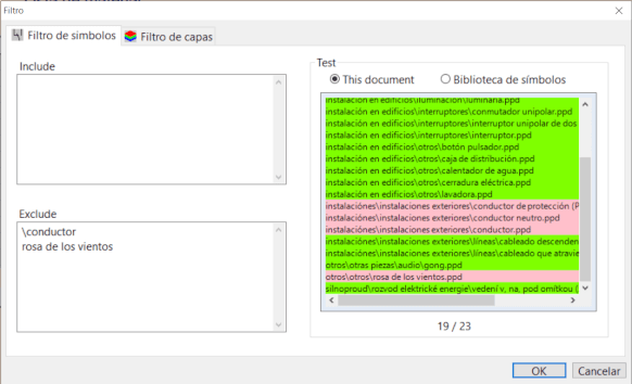 Filtro de la Lista de material