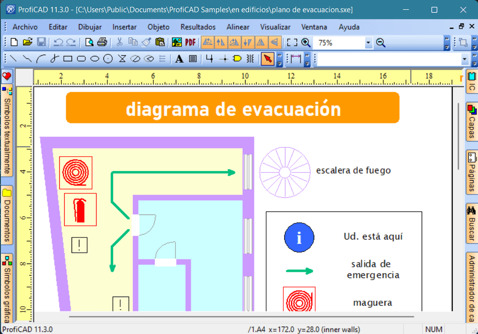 diagrama de evacuación